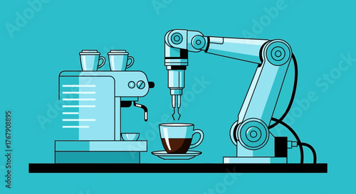 Automated Coffee Making A Robotic Arm Brewing the Perfect Cup in Modern Kitchens