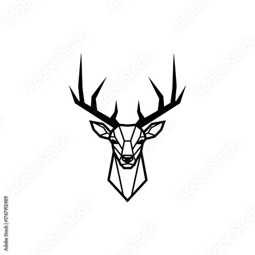 Geometric Deer Head Illustration with Sharp Angles and Minimalist Design.