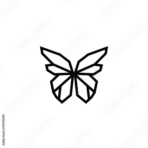 Geometric Butterfly Outline on White Background.