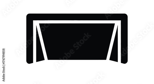 Simple black and white icon depicting a soccer goalpost