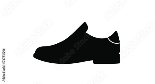 Simple black silhouette of a classic dress shoe with a low heel