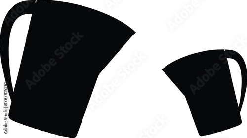 The image showcases two black silhouettes of pitchers set against a stark white background, creating a strong visual contrast.