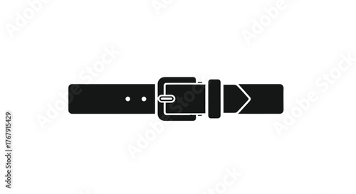 Simple black and white illustration of a leather belt with buckle