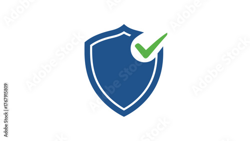 A blue shield symbol with a white outline and a green checkmark indicating approval