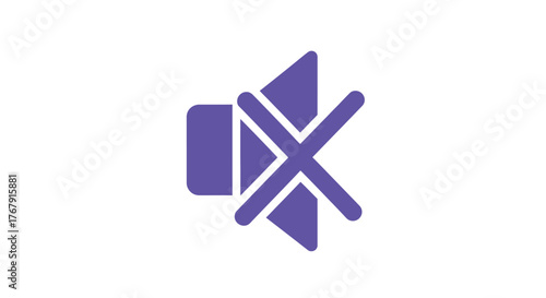A purple stylized mute icon representing silence and sound control