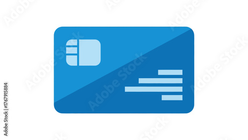A flat illustration of a blue, rectangular card with rounded corners and simplified details