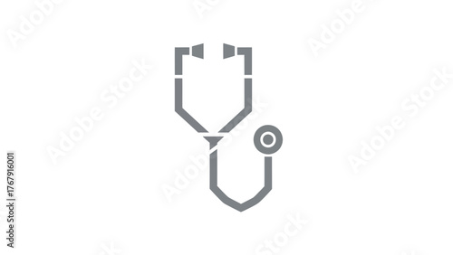 Gray outline of a stethoscope on a white background, representing medical and health