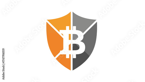 A stylized shield with divided sections and a central, bold letter. The design suggests protection