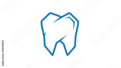 A simple, outlined illustration of a tooth, featuring blue lines on a clean white backdrop