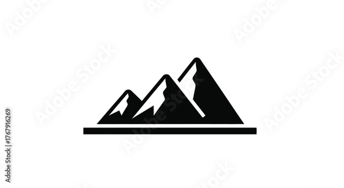 Simple black and white illustration of a mountain range silhouette