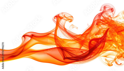 Ethereal orange and red smoke swirls against a stark black backdrop, evoking a sense of warmth and dynamic energy