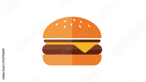 A simple illustration of a hamburger, showing layers of bun, patty, cheese, and base bun