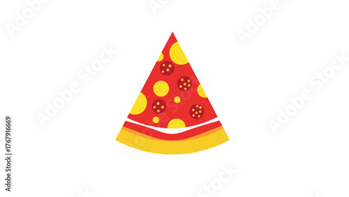 A cartoon-style depiction of a single slice of food with toppings