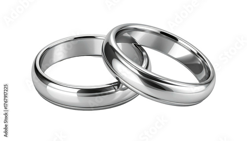 Two intertwined shiny, silvery bands suggest union against a stark, solid black background and symbolize love