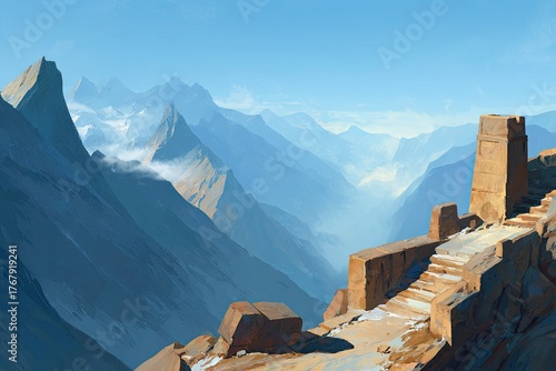 Ancient Ruins On Mountainous Path