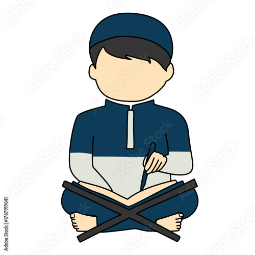 Muslim boy reading Quran