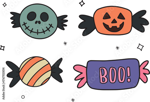 halloween decorations set vector illustration