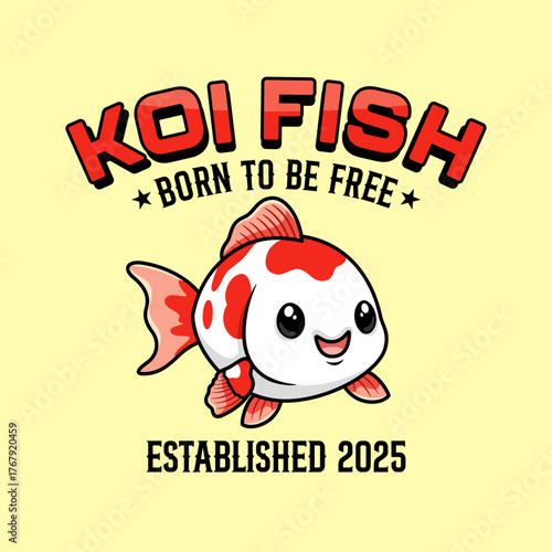 Cute kawaii koi fish art vector design