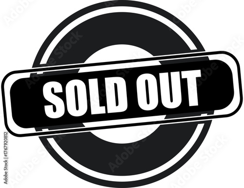 Black and white sold out stamp emphasizing business and availability