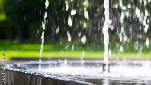 Water fountain splashing in a park