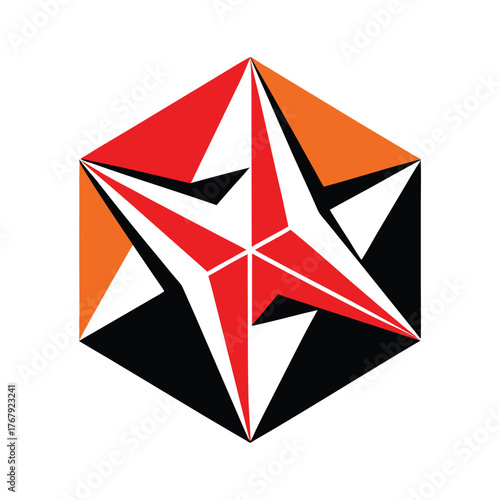 Abstract Cubist Shapes Fine Line Art Illustration