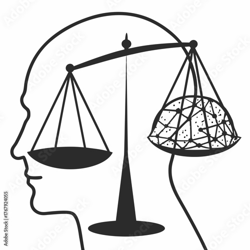 Head with scales and brain vector illustration
