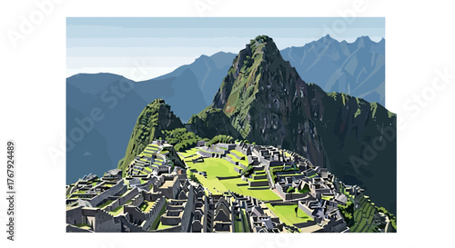Ancient Inca Citadel of Machu Picchu in Peru.