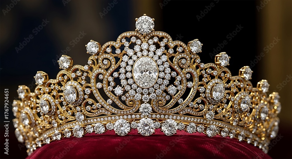 Obraz premium Exquisite Diamond and Gold Tiara - A Regal Masterpiece of Jewelry.
