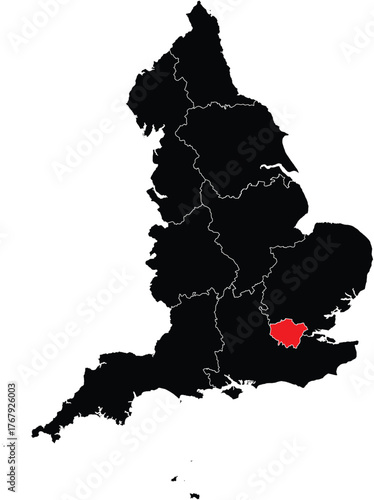 Vector Map of Greater London Highlighted on Map of England
