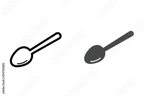 spoon on white background. Spoon icon vector set illustration