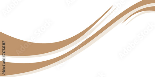 Abstract background with smooth, flowing brown and beige waves on a white backdrop.
