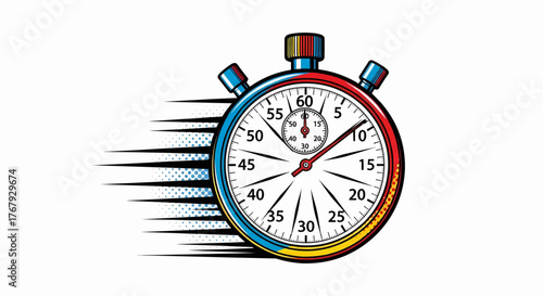 A dynamic energy pop art stopwatch for sports motivation, a time-sensitive concept vector illustration
