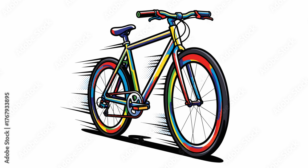 Fototapeta premium A colorful bicycle sports vector illustration with pop art style, representing dynamic energy and motivation