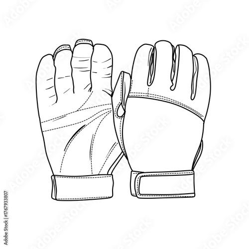 Pair of Baseball Gloves Hand Drawn Sketch Illustration.