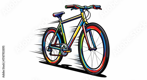 A colorful bicycle sports vector illustration with pop art style, representing dynamic energy and motivation