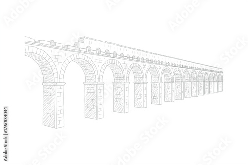 Roman Aqueduct Bridge Illustration