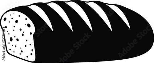 Bread Loaf Silhouette Vector – Bakery Food Icon for Breakfast and Café Design