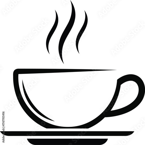 Coffee Cup Silhouette Vector – Hot Drink Icon for Café and Beverage Design