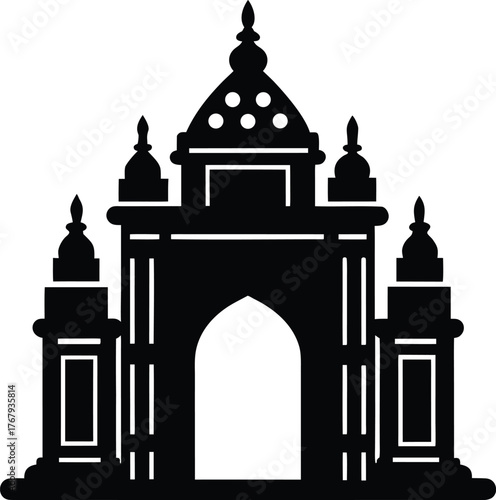 Traditional indian hindu temple entrance gate icon design