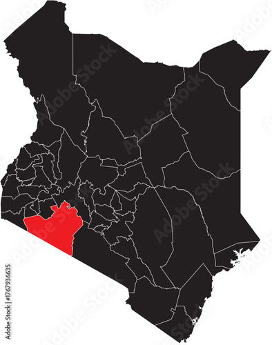 Vector Map of Narok County on the Kenyan Map