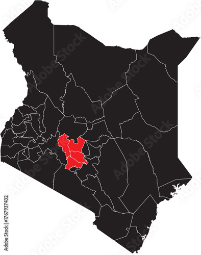Vector Map of the Central Region on Kenyan Map