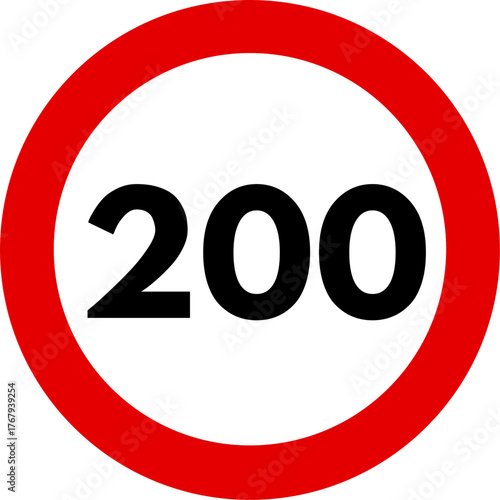 Speed Limit 200 km Sign