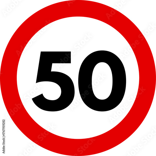 Speed Limit 50 kmh Traffic Sign Vector