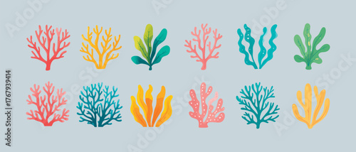 Vector illustration set of wheat ears, floral design element with a leaf pattern