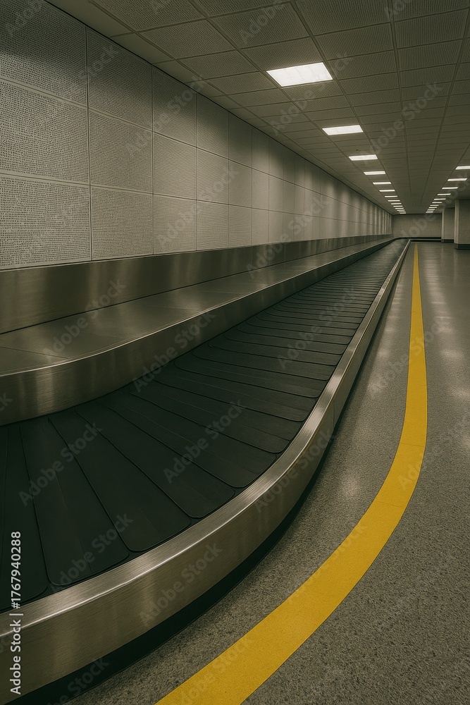 Obraz premium Endless moving walkway under harsh lights
