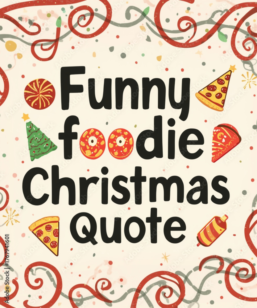 Obraz premium Festive Food IllustrationFunny Christmas Pizza Art