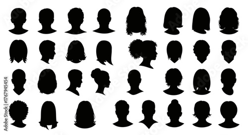 Diverse Head & Shoulder Silhouettes Vector Set: User Avatars & Profile Icons