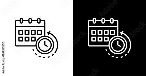 Daily Schedule White Icon Set Design