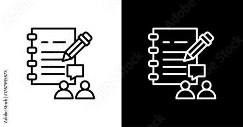 Meeting Notes White Icon Set Design