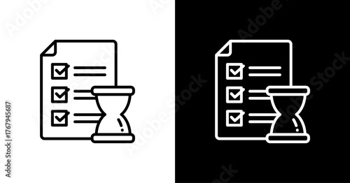 Time Log White Icon Set Design